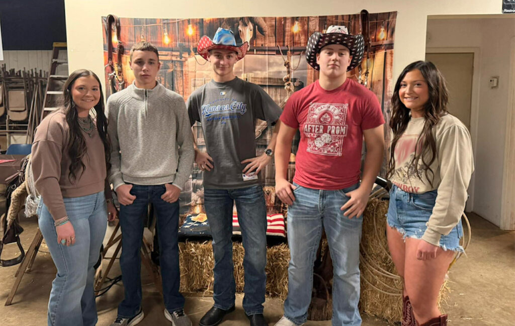 Waverly Pool lifeguards assisted with the 50/50 raffle and also helped deliver auction items to winners during the Waverly Swim Club Piccadilly on March 7. From left: Abigail Mueller, Wyatt Doak, Wyatt Rardon, Koewen Dierker, Samantha Mueller. (Submitted photo)